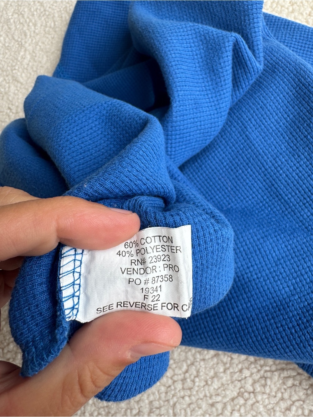 Blue Long-Sleeve Henley Waffle Top - Picture 5 of 5